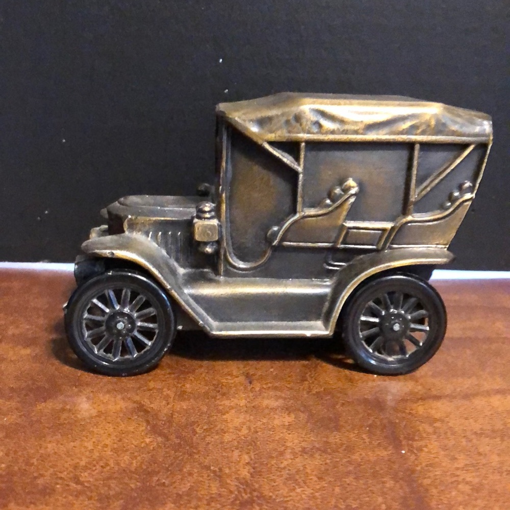 VINTAGE 1970's BRASS METAL 1910 CAR COIN BANK, SOUTHWESTERN STATE BANK, TULSA,OK